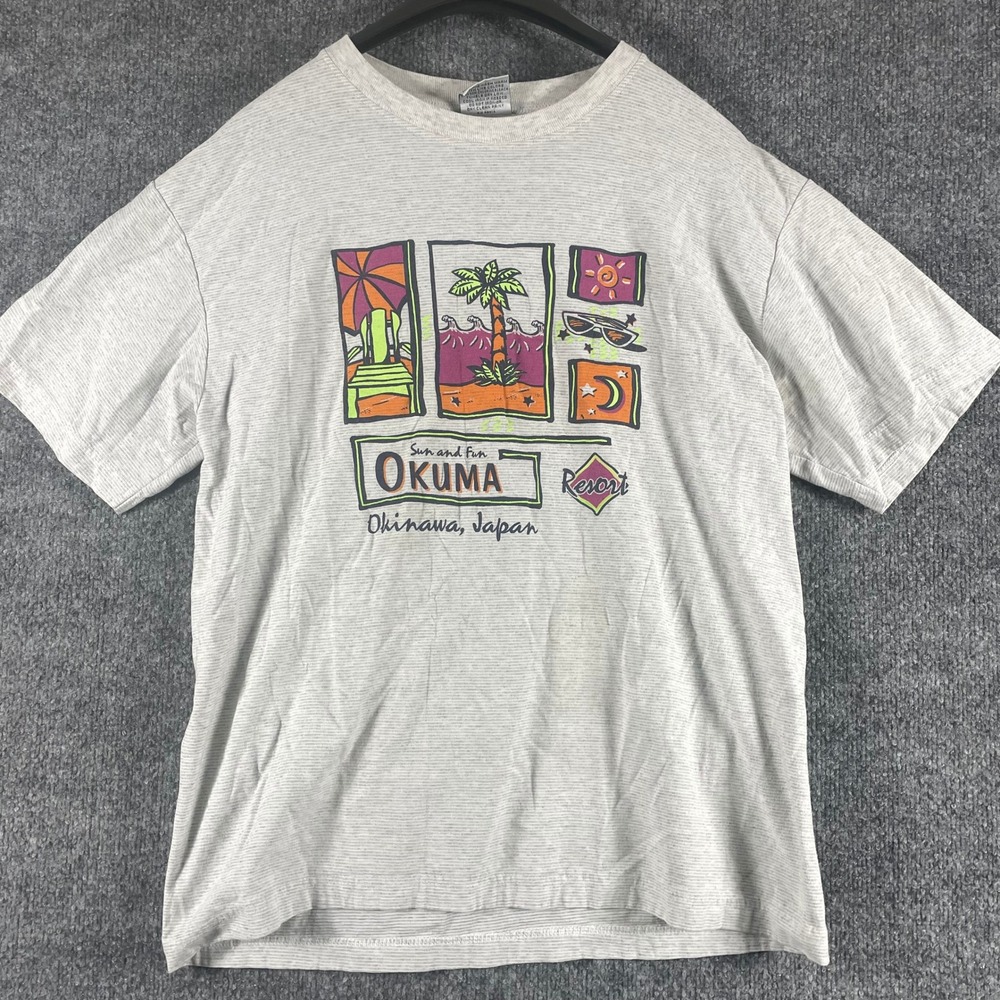 Vintage Gear For Sports T Shirt Mens L Gray Okuma Resort Okinawa Japan 90s Retro